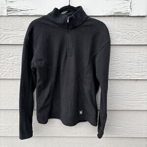 SPYDER Women's Black Fleece 1/4 Zip Pullover Sweater High Collar Sz 12, Layering